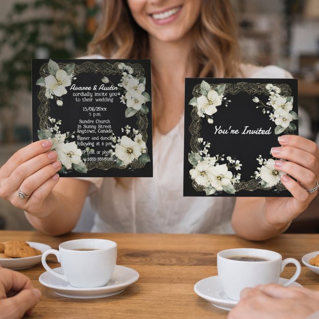 You're Invited White and Gold Floral Frame Inbjudningar (Skapare uppladdad)