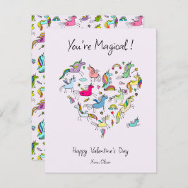 You're Magical, Cute Unicorn Kids Valentine's Day  Anteckningskort