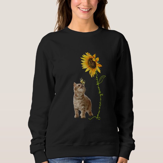 You're My Sunshine Sunflower Brown Baby Cat Play B T Shirt (Framsida)