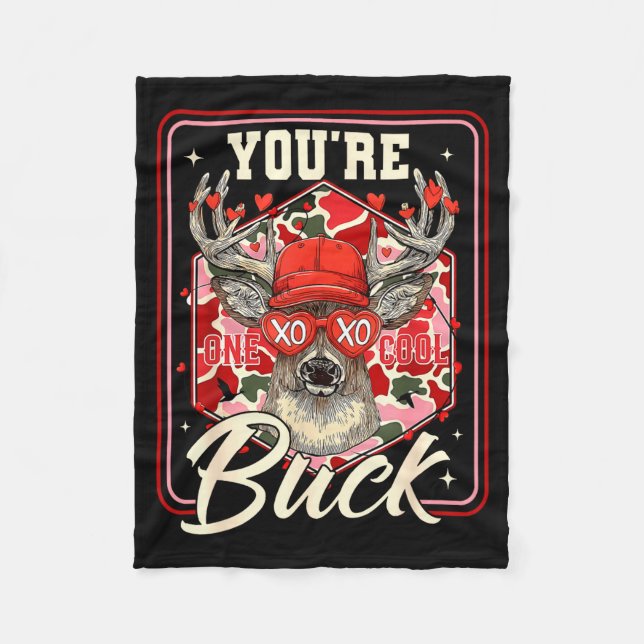 You're One Cool Buck Camouflage Valentine's Day Hu Fleecefilt (Framsidan)