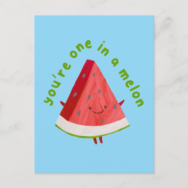Your'e One in a Melon Cute Funny Watermelon Pun  Vykort (Framsida)