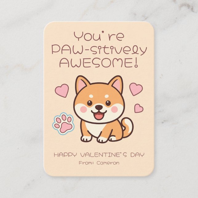 You're PAW-sitively AWESOME Kids Valentine's Anteckningskort (Framsida)