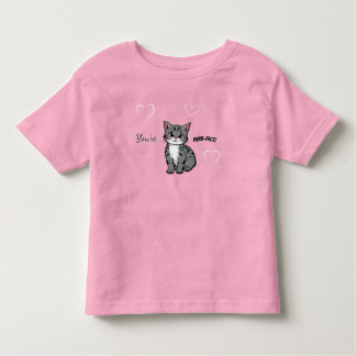 You're Purr-fect Animated Cat and Hearts Pink T Shirt