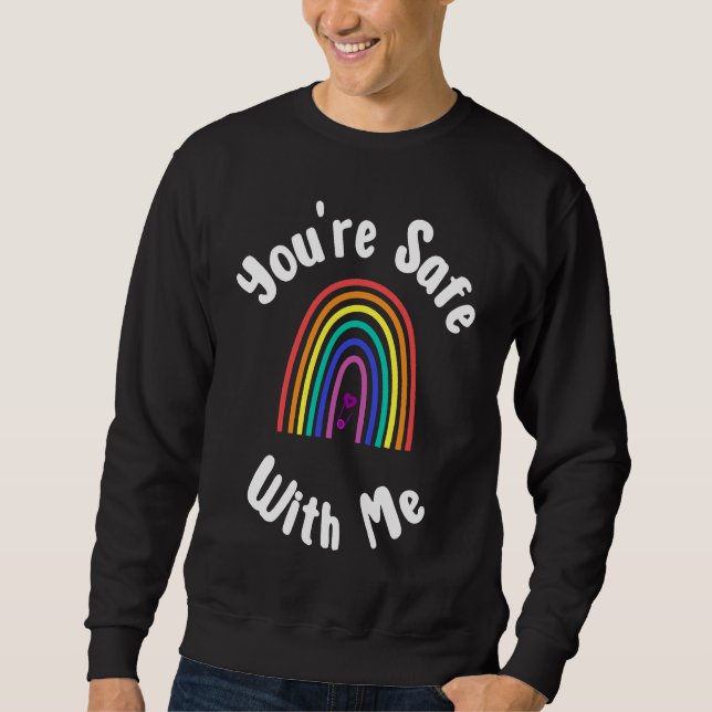 You're Safe With Me Safe Space Pride Equality Lång Ärmad Tröja (Framsida)