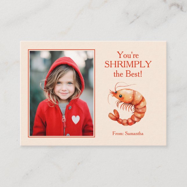 You're SHRIMPLY the Best Kids Valentine's Anteckningskort (Framsida)