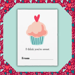 You're sweet pink cupcake Classroom Valentine Julkort