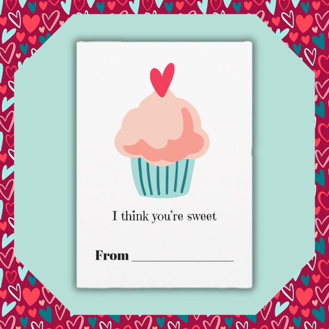 You're sweet pink cupcake Classroom Valentine Julkort (You're sweet pink cupcake Classroom Valentine Holiday Card)