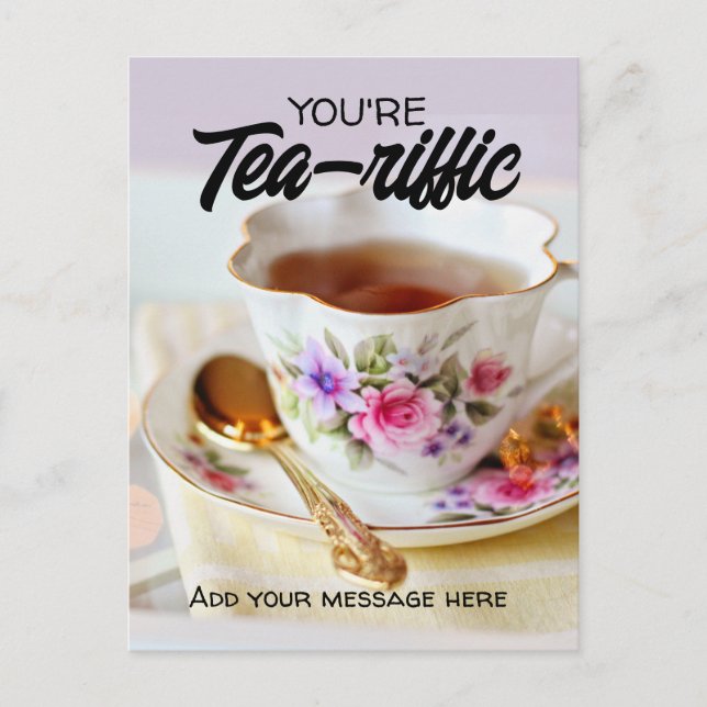 you're tea-riffic referral card business marketing helg vykort (Framsida)