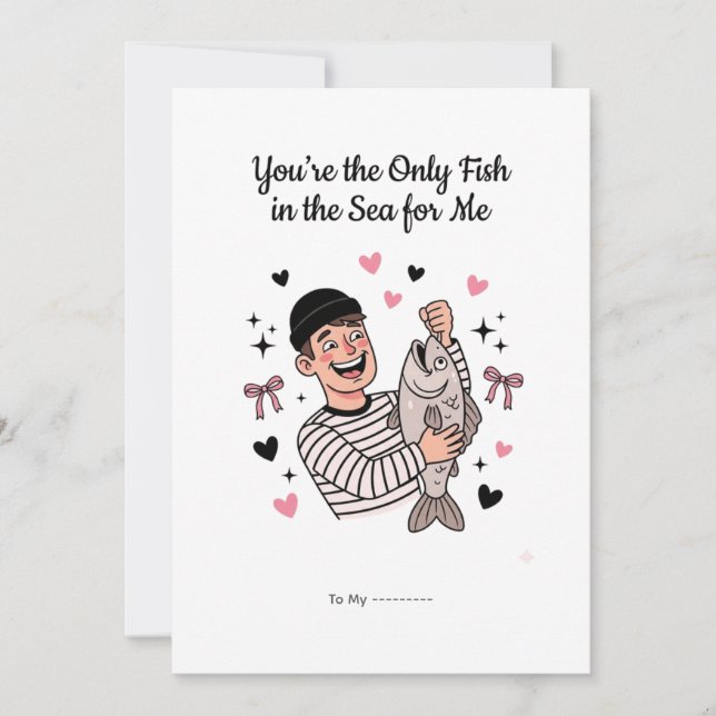 You're the Only Fish in the Sea Funny Valentine  Julkort (Framsida)