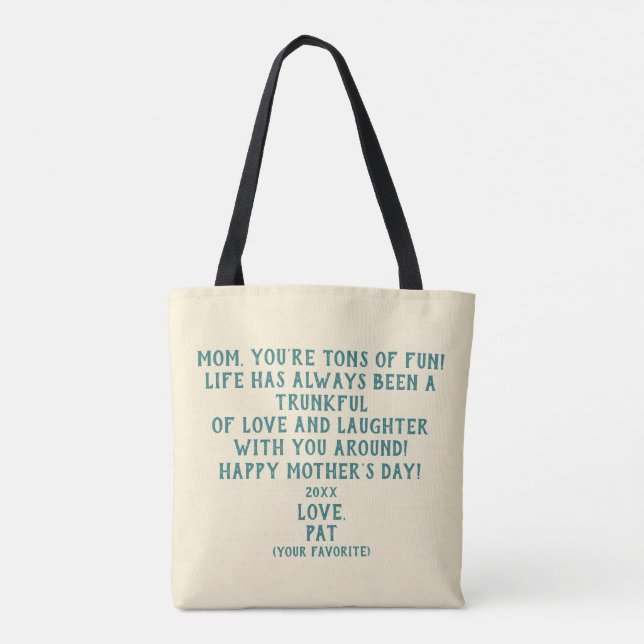 "You're Tons of Fun" Mother's Day Gift  Tygkasse (Baksida)