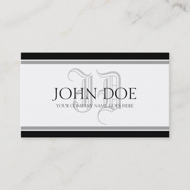 YourJobTitle! Romersk silverMonogram Visitkort (Framsida)