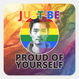 Yourself - Gay pride Asian Male Fyrkantigt Klistermärke