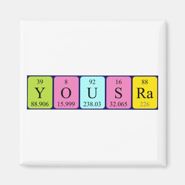 Yousra Periodisk bord namn magnet (Framsidan)