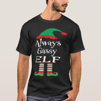 Youth Always Gassy Elf  Family Christmas Matching T Shirt