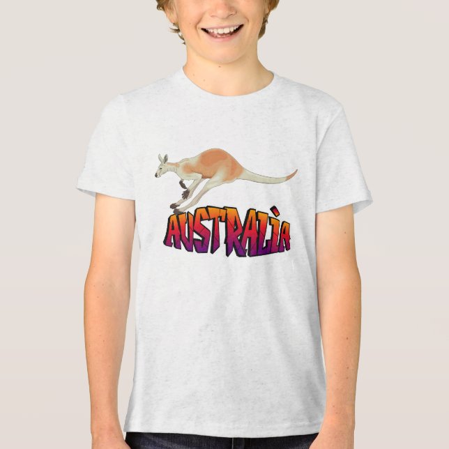 Youth Australia Kangaroo Retro Graphic  T Shirt (Framsida)