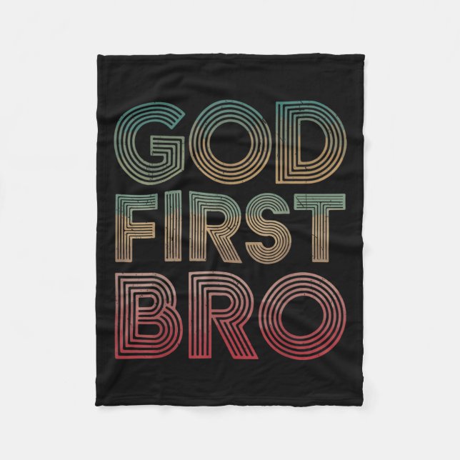 Youth Boy God First Bro Funny Christian God Brothe Fleecefilt (Framsidan)