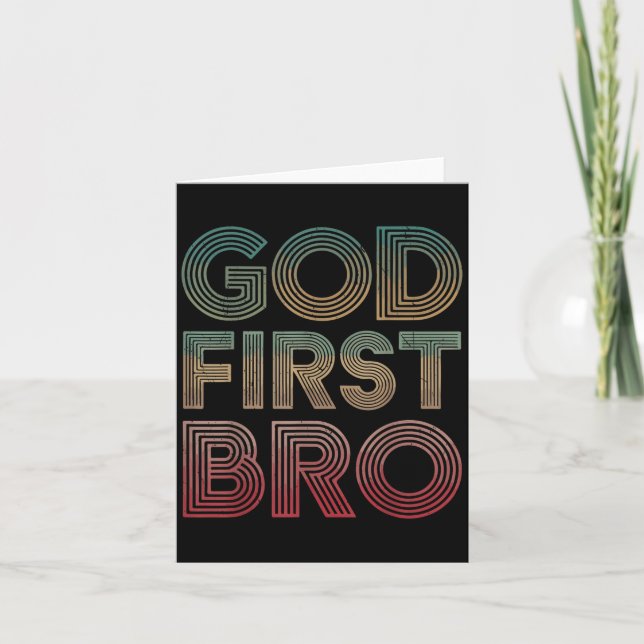 Youth Boy God First Bro Funny Christian God Brothe Kort (Framsida)