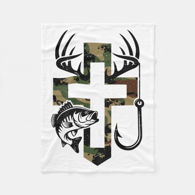 Youth Camo Faith Hunting Fishing Cross Hook Christ Fleecefilt (Framsidan)