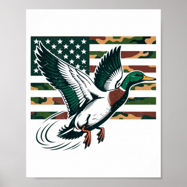 Youth Camo Mallard Duck Hunting Camouflage America Poster (Framsidan)