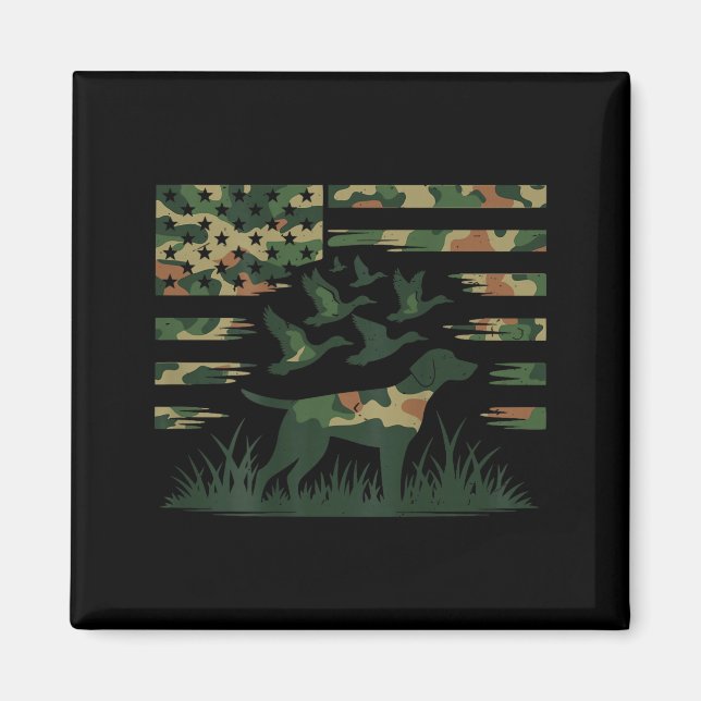 Youth Camo Mallard Duck Hunting Dog Camouflage Ame Magnet (Framsidan)