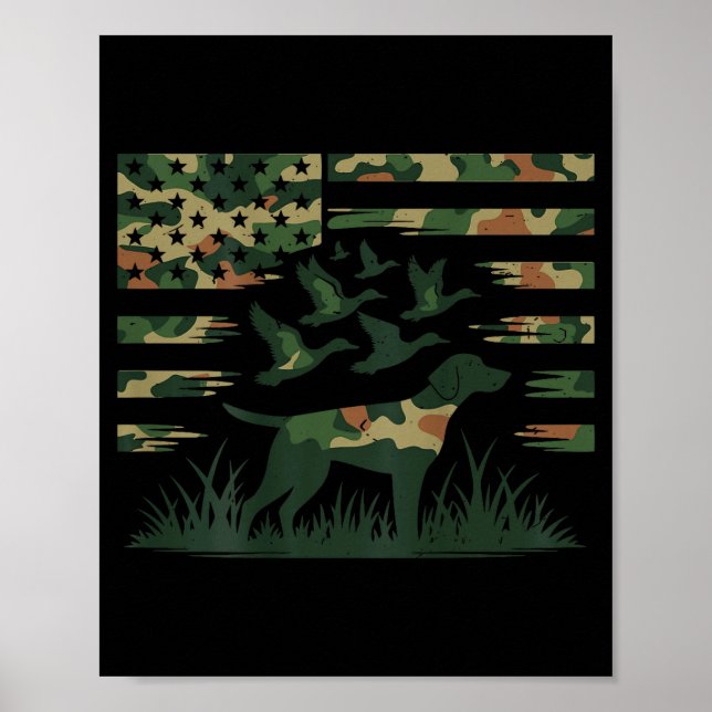 Youth Camo Mallard Duck Hunting Dog Camouflage Ame Poster (Framsidan)