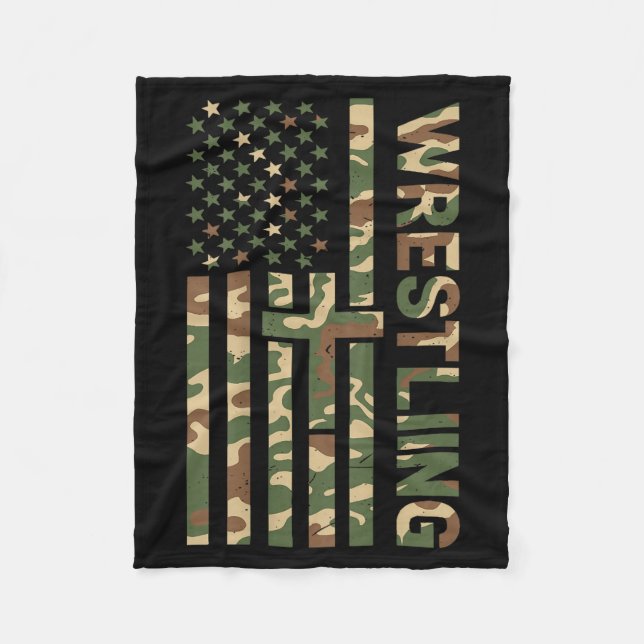 Youth Camo Wrestling American Flag Us Patriotic Bo Fleecefilt (Framsidan)