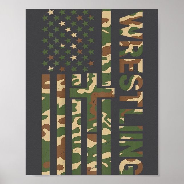 Youth Camo Wrestling American Flag Us Patriotic Bo Poster (Framsidan)