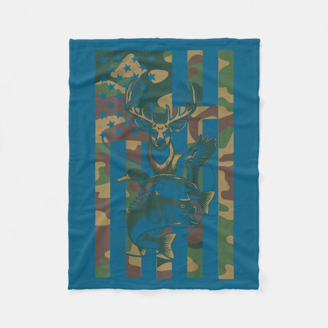 Youth Cross Camo Hunting Fishing B Deer Duck Camou Fleecefilt (Framsidan)