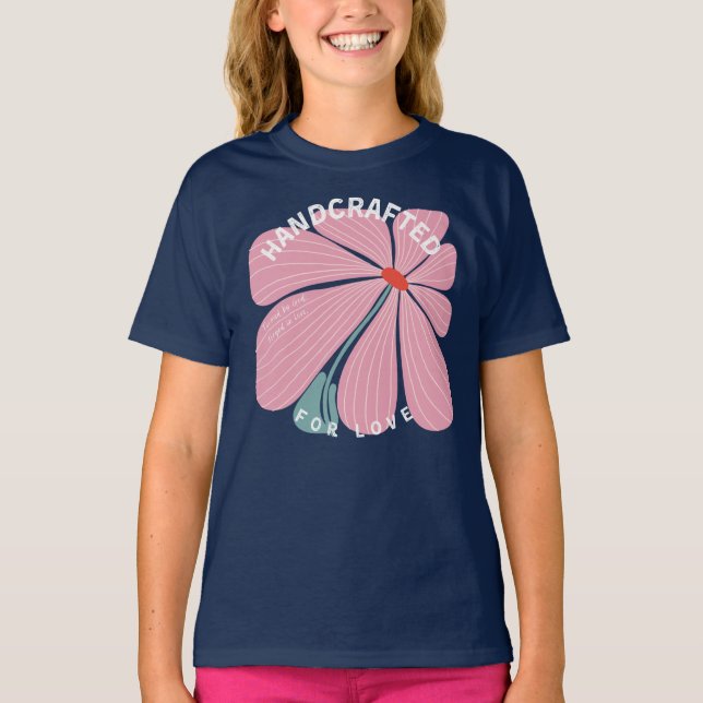 Youth Girls' Handcrafted For Love T Shirt (Framsida)