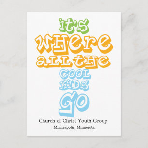 Youth Group Church Chrisitan Postcard Inbjudan Vykort