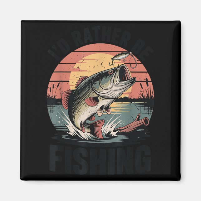 Youth I'd Rather Be Fishing-shirt Boy Largemouth B Magnet (Framsidan)