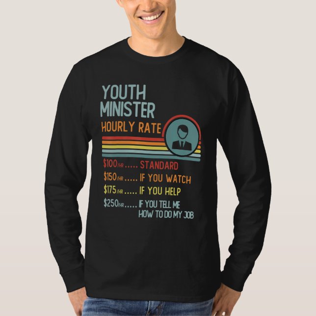 Youth Minister Hourly Rate T-Shirt Retro Job Title (Framsida)