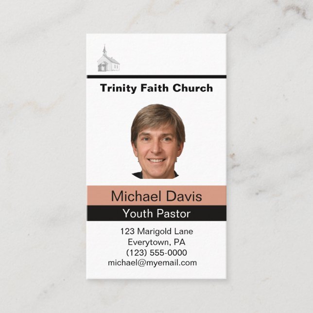 Youth Pastor Photo ID Visitkort (Framsida)