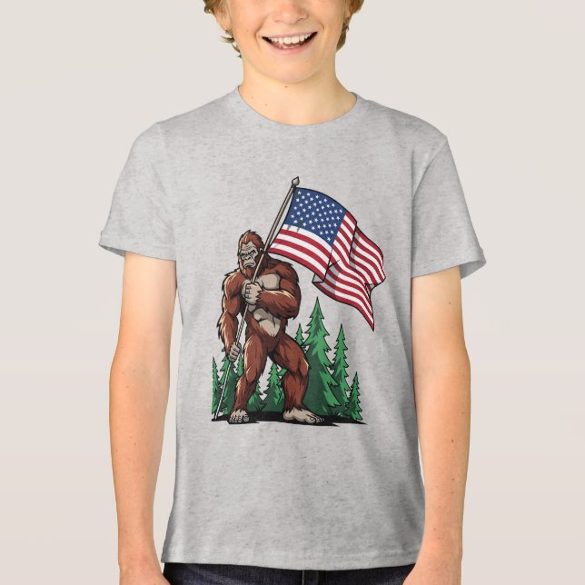 Youth Patriotic American Flag Graphic Celebration  T Shirt (Framsida)