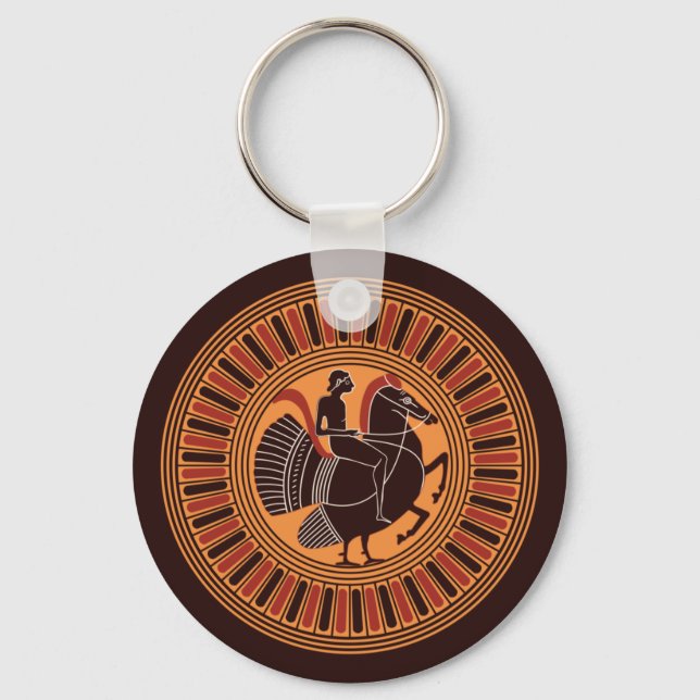 Youth Riding A Mythical Hippalektryon Nyckelring (Framsida)