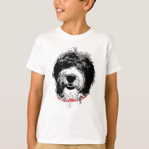 Youth Sheepadoodle T-Shirt, Anpassningsbar Initial