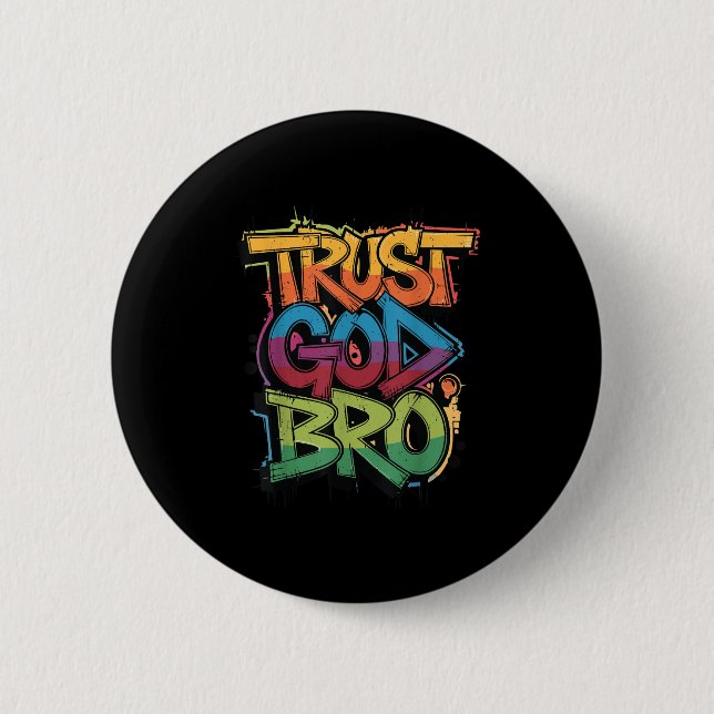 Youth Trust God Bro Funny Christian Boy Son Brothe Knapp (Framsida)
