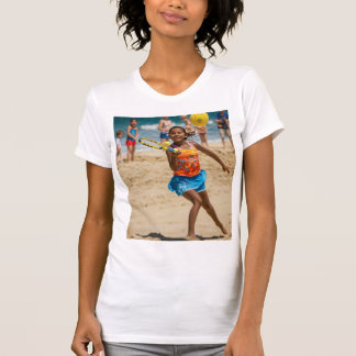 Youthful Excitement in Beach Tennis T Shirt