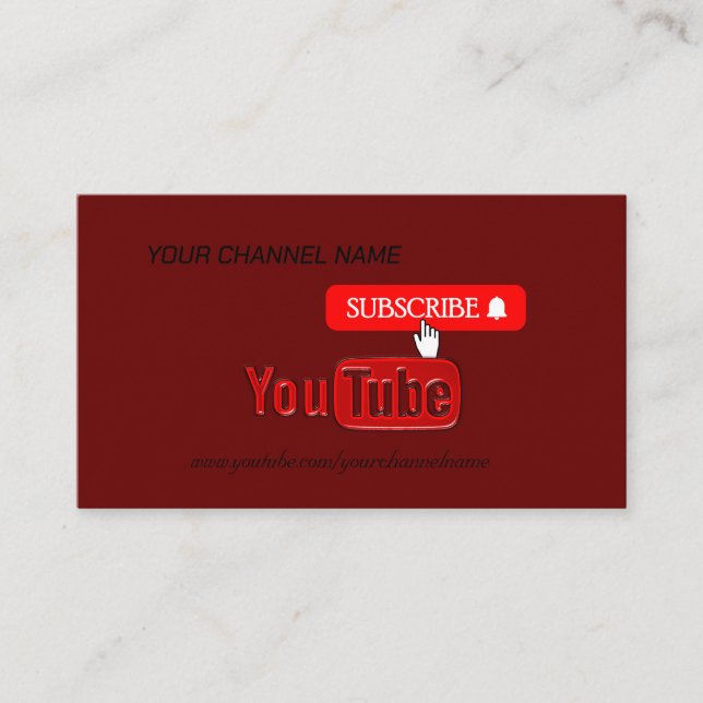 Youtube Channel, Youtuber Visitkort (Framsida)