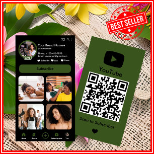 YouTube Clover Influencer Vlogger Creator QR-kod Visitkort