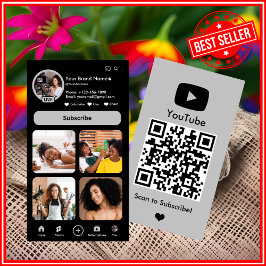 YouTube Grå Influencer Vloggare Skapare QR-kod Visitkort