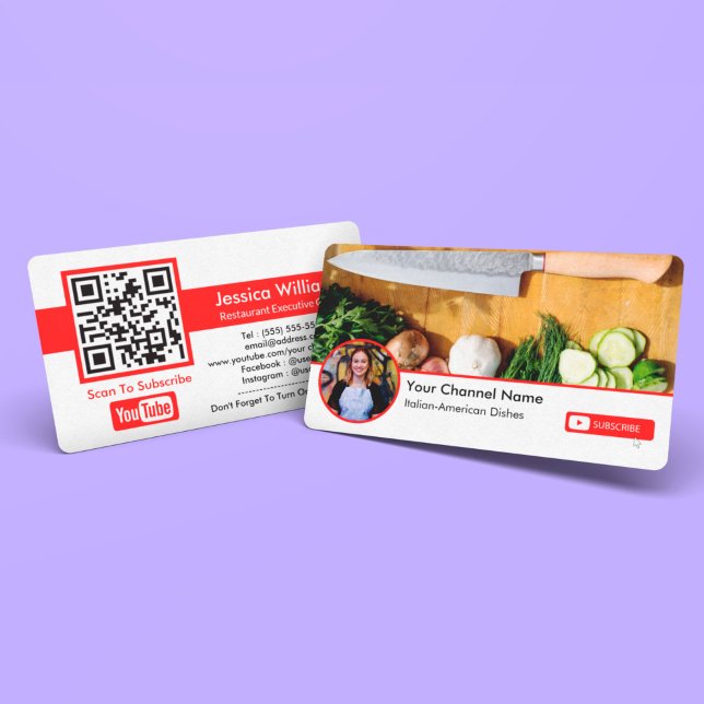 Youtube-kanal med QR-kod och profilfoto Visitkort (Skapare uppladdad)