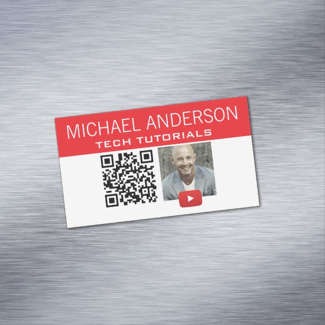 YouTube-kanallogo och QR-kod | Modern YouTuber Magnetiska Visitkort (In Situ)