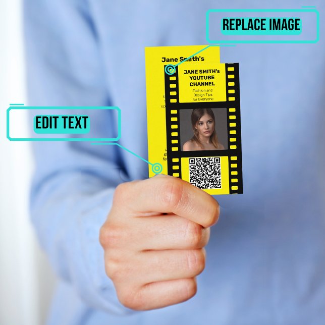 YouTube-kanalmarknadsföring - Gult Film Motif Visitkort (Please enjoy our business card)