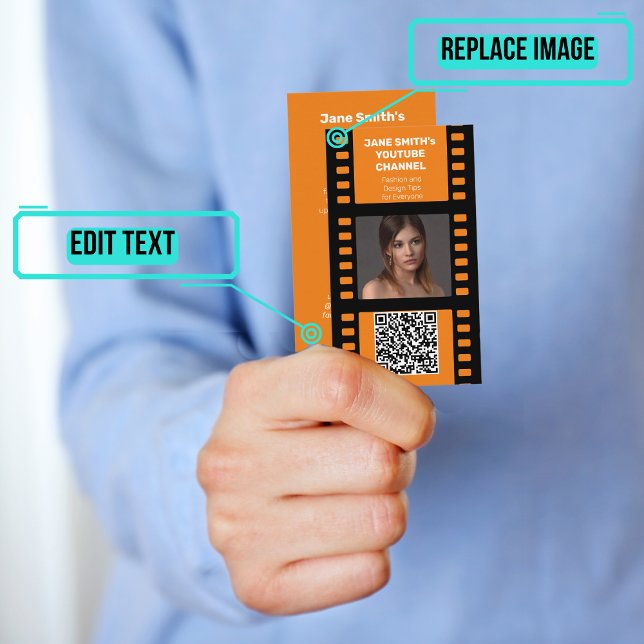 YouTube-kanalmarknadsföring - Orange Film Motif Visitkort (Please enjoy our business card)