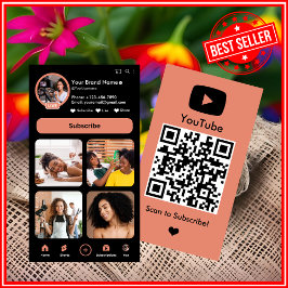 YouTube Peach Vlogger Creator QR-kod Visitkort
