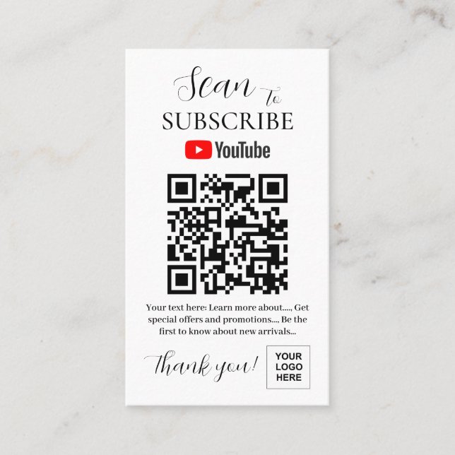 Youtube Prenumerera QR-kod Visitkort (Framsida)