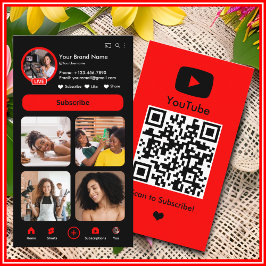 YouTube Red Influencer Vloggare Skapare QR-kod Visitkort