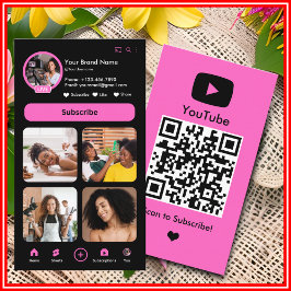 YouTube Rosa Influencer Vlogger Skapare QR-kod Visitkort