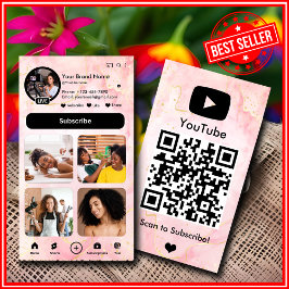 YouTube Rosa Marmor Influencer Vlogger Skapare QR Visitkort